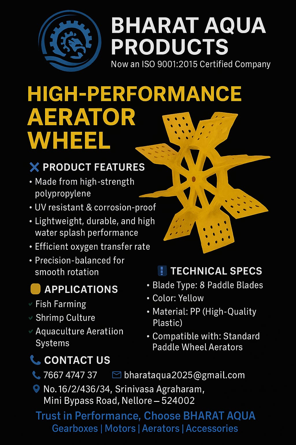 High-Performance 8-Paddle Aerator Wheel